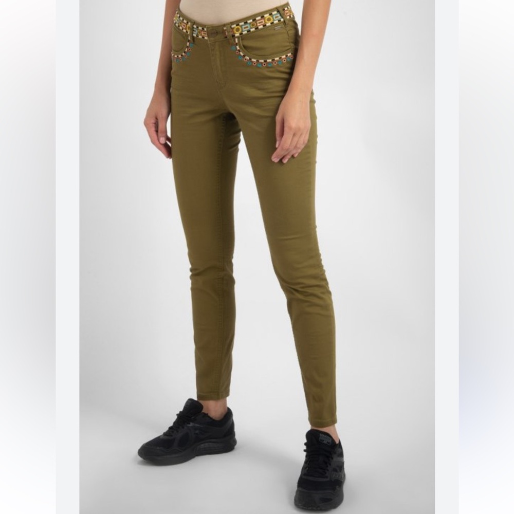 Scotch and Soda Olive Green Beaded Skinny Pants